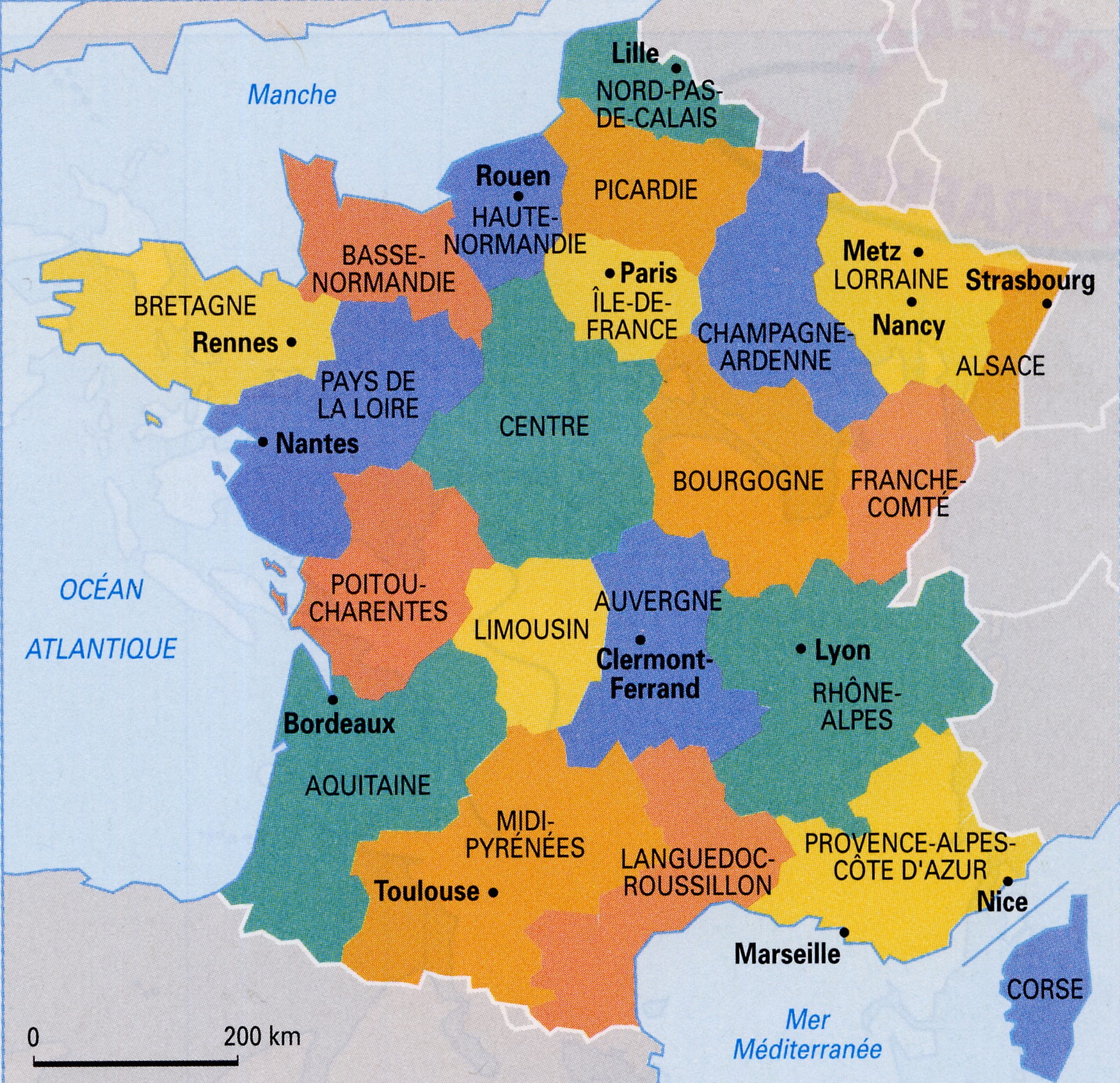 detailed large size colored map of France – Travel Around The World