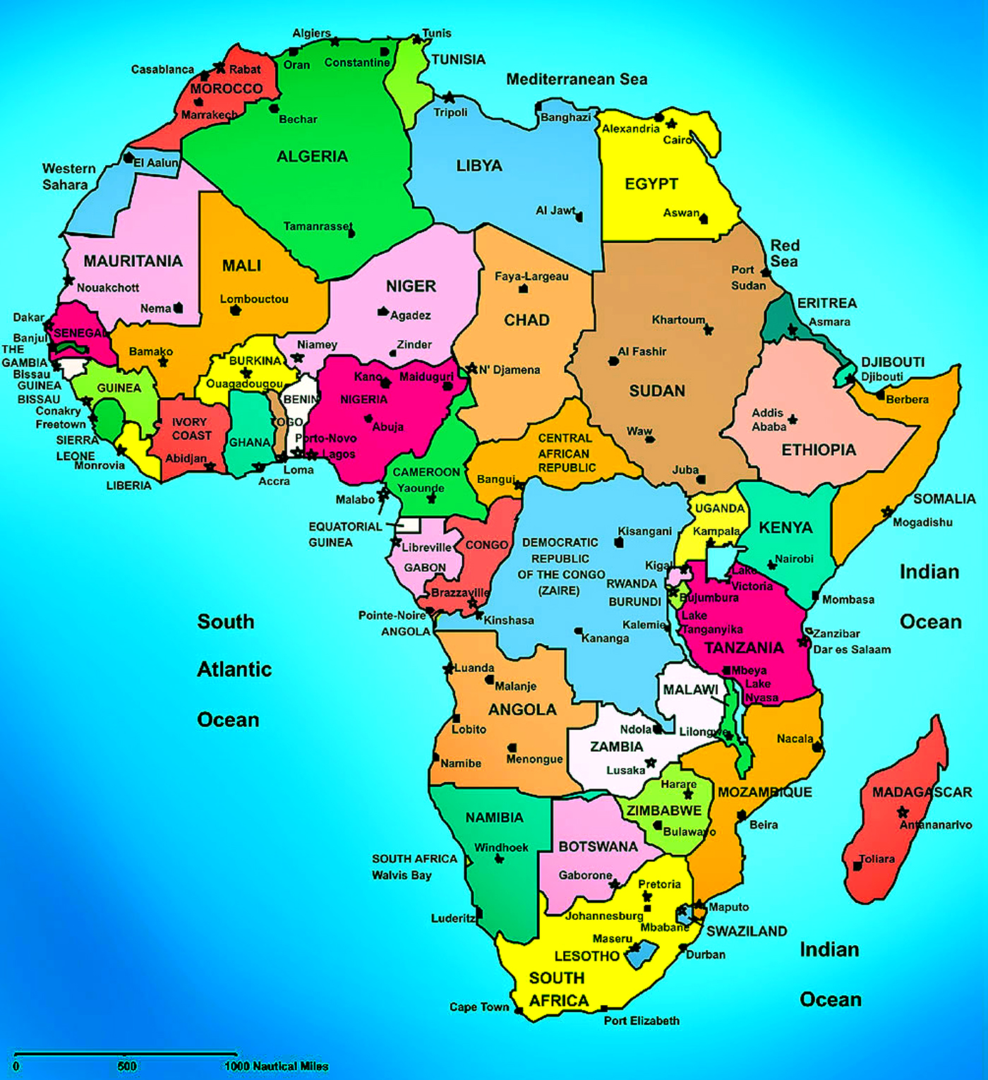 Maps Of African Continent Countries Capitals And Flags Travel Around The World Vacation 8529
