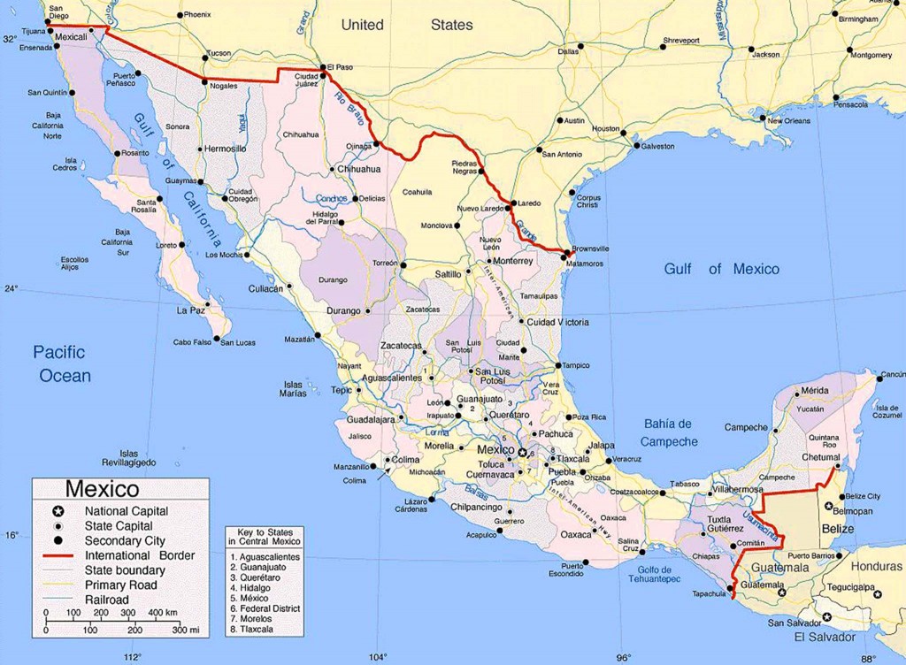 Large size Map of Mexico showing the cities – Travel Around The World ...