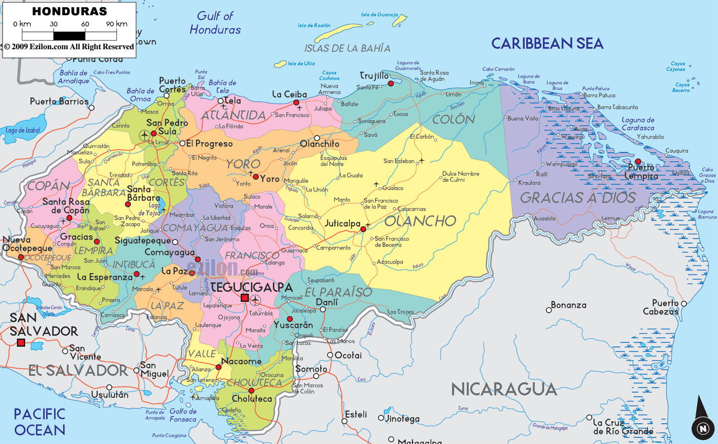 Most Detailed and Largest Honduras Map and Flag – Travel Around The ...