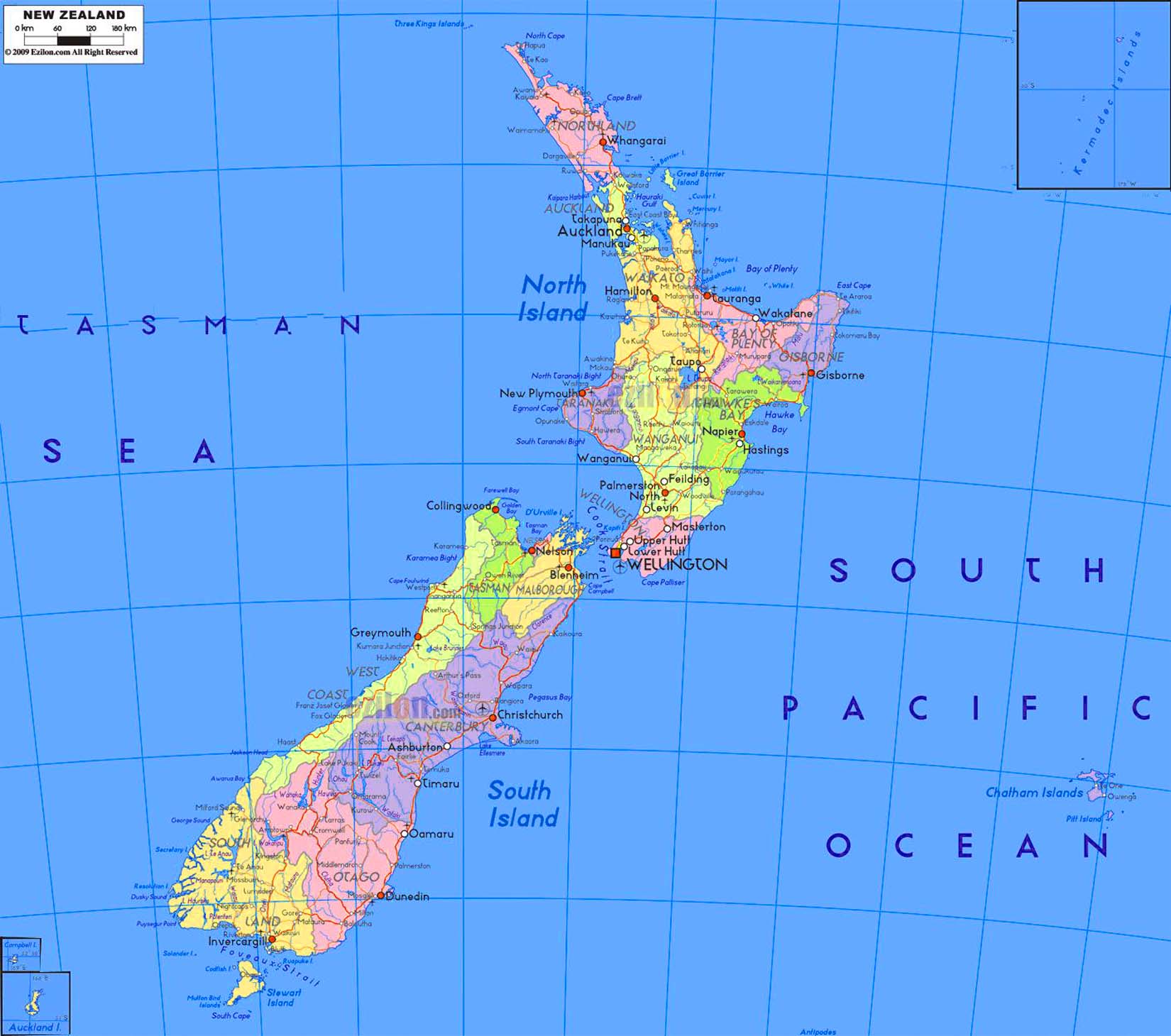 Detailed Map Of New Zealand