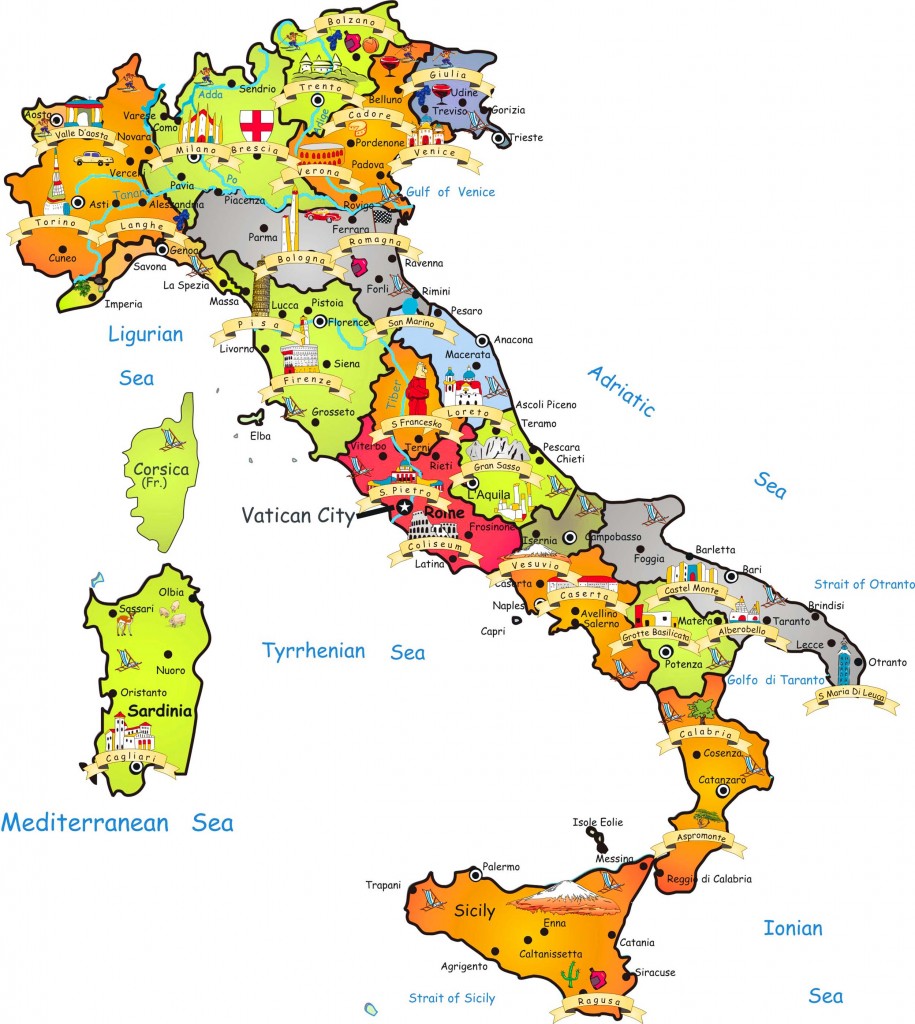 Map Showing Touristic Places In Italy Travel Around The World